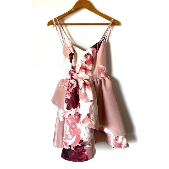 ☀️KEEPSAKE THE LABEL Last Dance Pink Peplum Floral Mini Dress - Picture 2 of 8